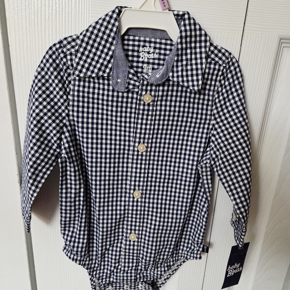 Baby B'Gosh Navy and White Checkered Button Down Shirt 9mo